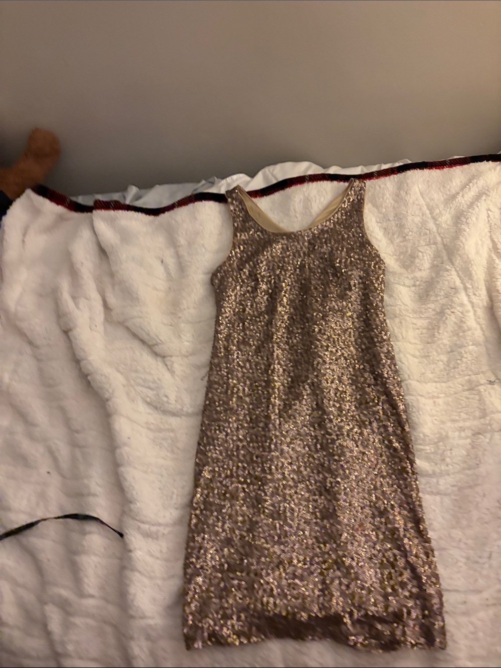 Sequin Tank Dress in Rose Gold